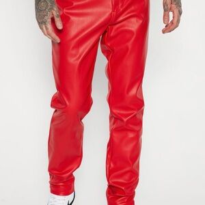 Men’s red leather pants size 32. New with tags